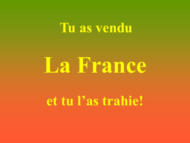 Tu as vendu La France et tu l’as trahie!